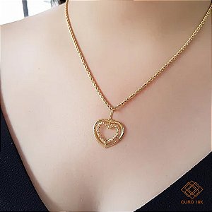 Pingente Coração Filigrana Ouro 18k