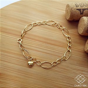 Pulseira Elos Coração Ouro 18k