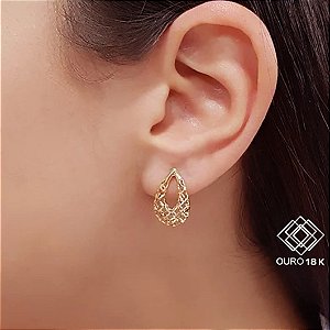 Brinco Gota Diamantado Ouro 18k