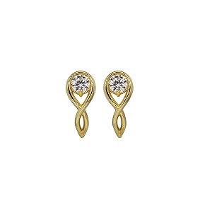 Brinco Torcido Ouro 18k e Moissanite