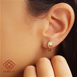 Brinco Torcido Ouro 18k - Diamante Cultivado 60Pts