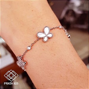 Pulseira Borboleta Prata 925 Zircônias