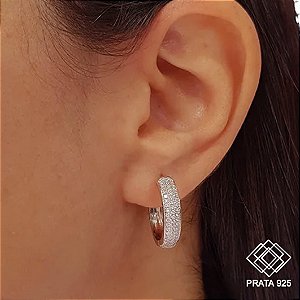 Brinco Argola Prata 925 Zircônias