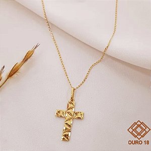 Kit Cordão + Pingente Cruz Ouro 18k