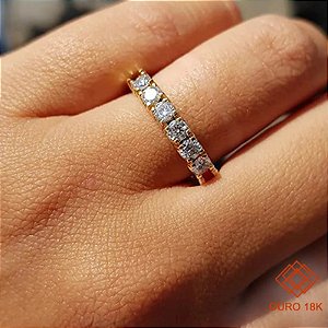 Meia Aliança Ouro 18k Diamante Laboratório 50 pts