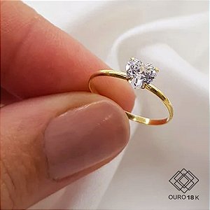 Anel Infantil Coração Ouro 18k Zircônia