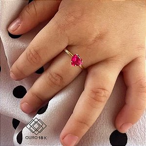 Anel Infantil Coração Ouro 18k Zircônia