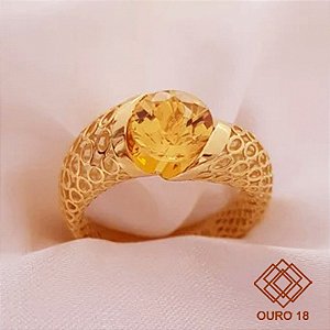 Anel Citrino Ouro 18k
