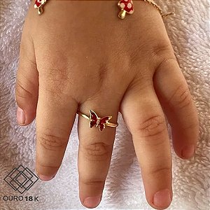 Anel Infantil Borboleta Ouro 18k