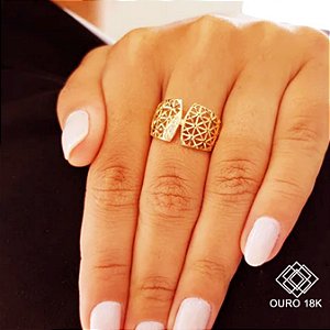 Anel Vazado Ouro 18k Zircônia