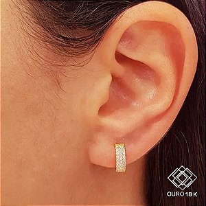 Brinco Argola Ouro 18k Zircônia
