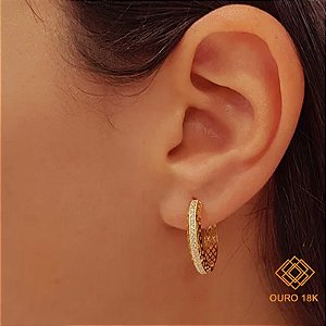 Brinco Argola Ouro 18k Zircônia