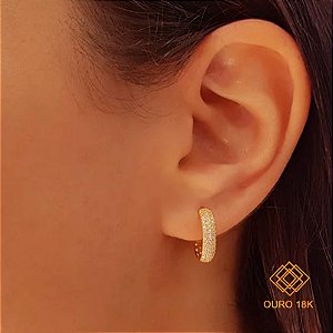 Brinco Argola Ouro 18k Zircônia