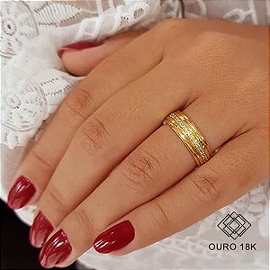 1 Aliança Casamento Ouro 18k Zircônias