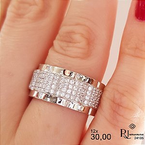 Anel Prata 925 Zircônias