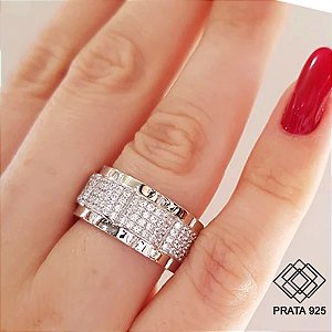 Anel Prata 925 Zircônias