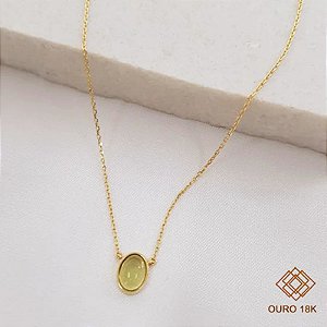 Gargantilha Cabochão  Ouro 18k Quartzo Green Gold