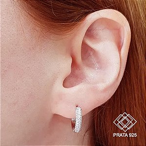 Brinco Argola Prata 925 Zircônias