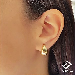Brinco Argola Bold Gota Ouro 18k