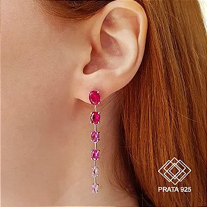 Brinco Longo em Prata 925 Zircônias