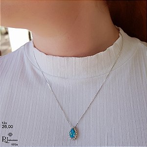 Gargantilha Chuveiro Prata 925 Zircônias