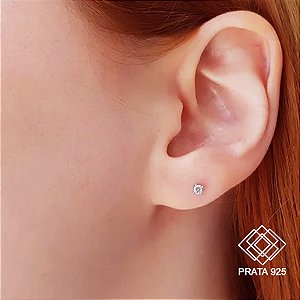 Brinco Ponto de Luz Prata 925 Zircônias