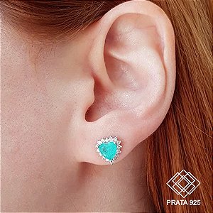 Brinco Coração Prata 925 Zircônias