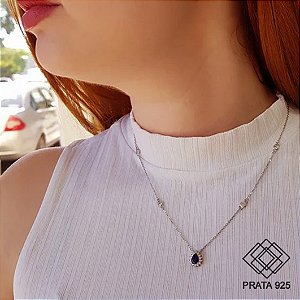 Gargantilha Chuveiro Prata 925 Zircônias