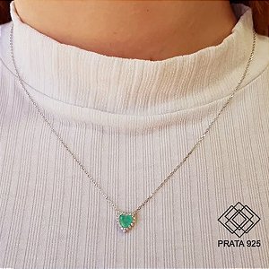 Gargantilha Coração Prata 925 Zircônias