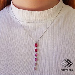 Gargantilha Gravata Prata 925 Zircônias