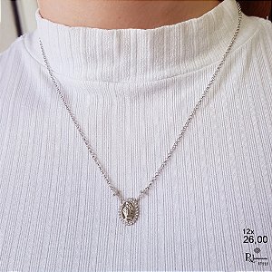 Gargantilha Nossa das Graças Prata 925 Zircônias