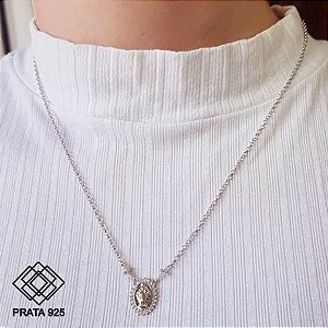Gargantilha Nossa das Graças Prata 925 Zircônias