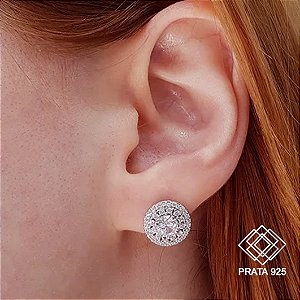 Brinco Ponto de Luz Prata 925 Zircônias