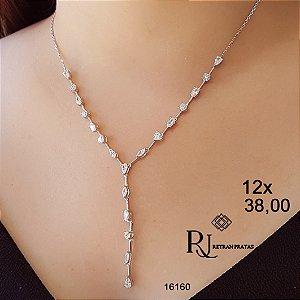 Gargantilha Gotas Prata 925 Zircônias