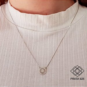Gargantilha Ponto de Luz Prata 925 Zircônias