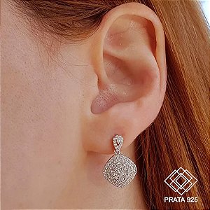 Brinco Losango Prata 925 Zircônias