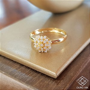 Anel Chuveiro Rainha Ouro 18k Zircônias