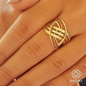 Anel Trançado Ouro 18k