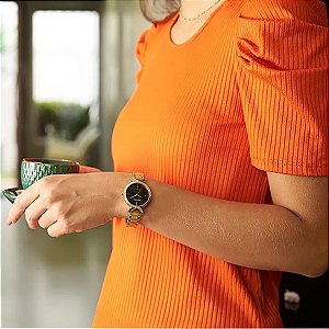 Relógio Feminino Cristais Dourado