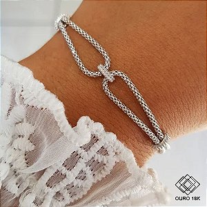 Pulseira Pipoca Ouro Branco 18k