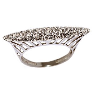 Anel Pavê Ouro Branco 18k Moissanite