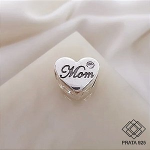 Pingente Coração Mom Prata 925