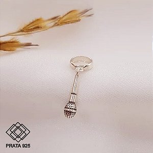 Pingente Berloque Microfone Prata 925