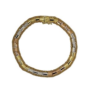 Pulseira Taparella Três Tons Ouro 18k