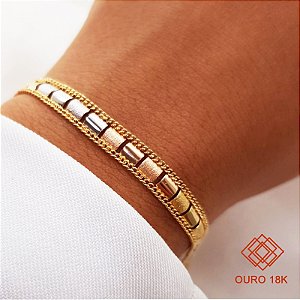 Pulseira Taparella Três Tons Ouro 18k