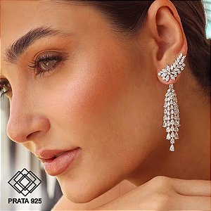 Brinco Ear Cuff Navetes Prata 925 Zircônias