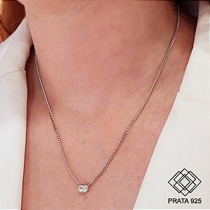 Gargantilha Ponto de Luz Prata 925 Zircônias