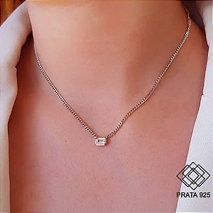 Gargantilha Ponto de Luz Prata 925 Zircônias