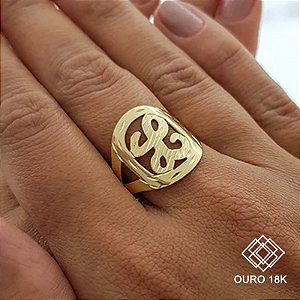 Anel Letra Ouro 18k - Personalize
