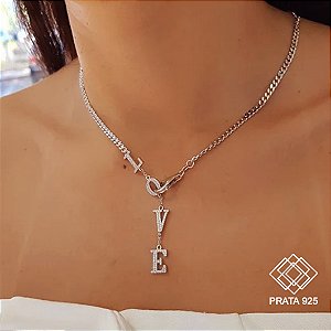 Gargantilha Love Prata 925 Zircônias